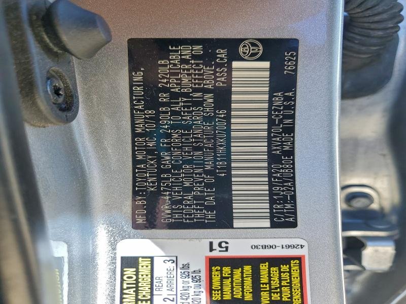 2019 Toyota Camry, L 12