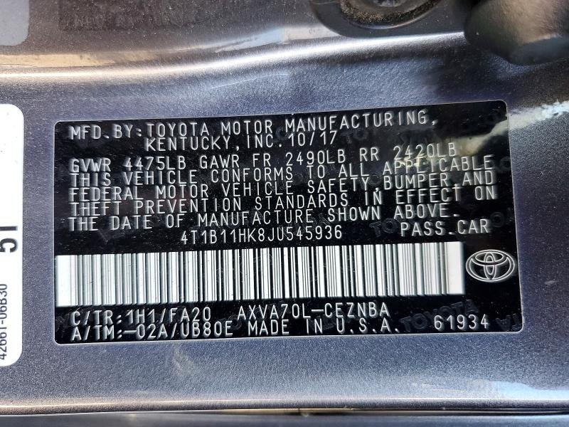 2018 Toyota Camry, L 13